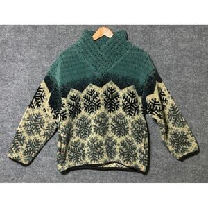 Vintage Sunbuster Fleece Pullover Sweater Jacket Snowflake Women's Large